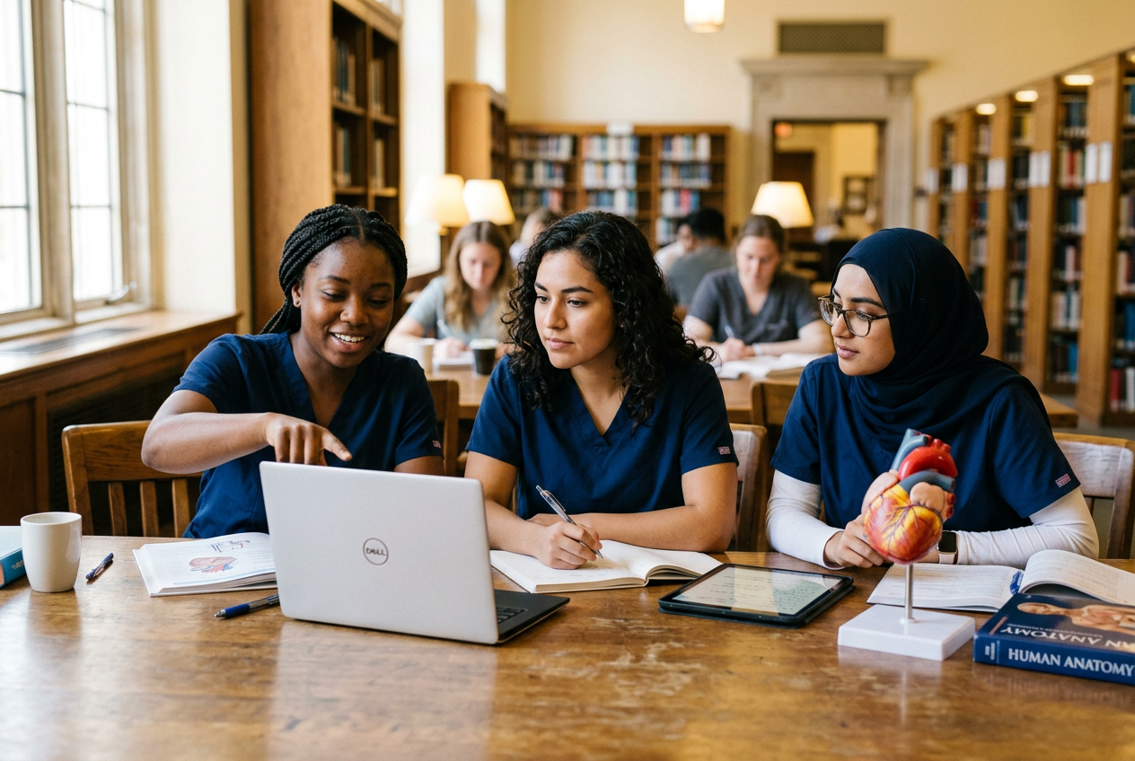Nursing students preparing for the TEAS exam
